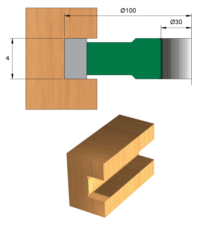 Fresa para Ranhura Ø100 x 4 x 30 – 6 Dentes - Cód. 1800.01